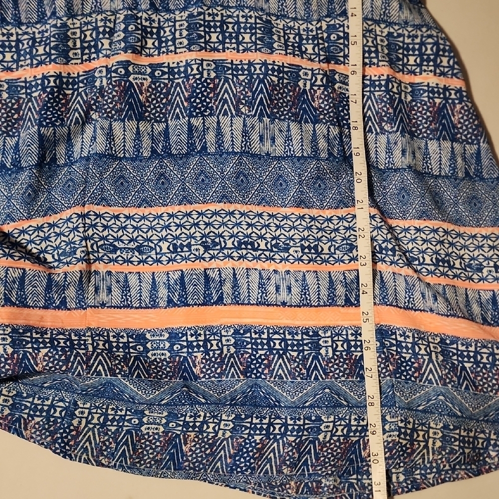 HeartSoul Blue and Orange Puff Sleeve Mini Dress - Picture 6 of 8